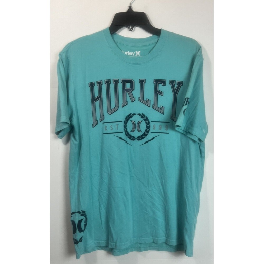 Hurley Nike Dri Light Blue Short Sleeve Graphic Double-Sided T-Shirt Men's Large